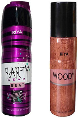 Riya WOODY PERFUME BODY SPRAY 150 ML + PARTY WEAR BEAT PERFUME BODY SPRAY 200 ML Deodorant Spray - For Men & Women(150 ml, Pack of 2)
Riya WOODY PERFUME BODY SPRAY 150 ML + PARTY WEAR BEAT PERFUME BODY SPRAY 200 ML Deodorant Spray - For Men & Women(150 ml, Pack of 2)