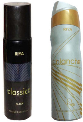 Riya CLASSICO BLACK PERFUME BODY SPRAY 150 ML +BLANCHE PERFUME BODY SPRAY 200 ML Deodorant Spray - For Men & Women(200 ml)
Riya CLASSICO BLACK PERFUME BODY SPRAY 150 ML +BLANCHE PERFUME BODY SPRAY 200 ML Deodorant Spray - For Men & Women(200 ml)