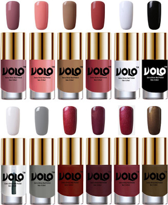 Volo Luxury Super Shine Nail Polish Set of 12 Vibrant Shades Nudes Spring, Candy Cotton, Dark Nude, Tan, Matte White, Black, Extra Shine Top Coat, Grey, Lava Lust, Shimmer Coffee, Metallic Red, Gold, Metallic Coffee(Pack of 12)
Volo Luxury Super Shine Nail Polish Set of 12 Vibrant Shades Nudes Spring, Candy Cotton, Dark Nude, Tan, Matte White, Black, Extra Shine Top Coat, Grey, Lava Lust, Shimmer Coffee, Metallic Red, Gold, Metallic Coffee(Pack of 12)
