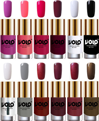 Volo Luxury Super Shine Nail Polish Set of 12 Vibrant Shades Bright Plum, Pink Mania, Moon Magenta, Wine, Matte White, Black, Extra Shine Top Coat, Grey, Lava Lust, Shimmer Coffee, Metallic Red, Gold, Metallic Coffee(Pack of 12)
Volo Luxury Super Shine Nail Polish Set of 12 Vibrant Shades Bright Plum, Pink Mania, Moon Magenta, Wine, Matte White, Black, Extra Shine Top Coat, Grey, Lava Lust, Shimmer Coffee, Metallic Red, Gold, Metallic Coffee(Pack of 12)