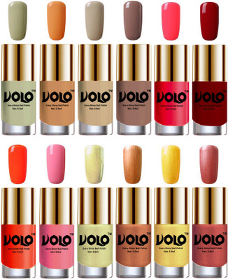 Volo Luxury Super Shine Nail Polish Set of 12 Vibrant Shades Mischievous Mint, Flirty Nude, Nude, Dark Nude, Carrot Red, Red, Coral, Light Pink, Chrome Olive Green, Bronze Magnetic, Gold Chrome, Hot Lava(Pack of 12)
Volo Luxury Super Shine Nail Polish Set of 12 Vibrant Shades Mischievous Mint, Flirty Nude, Nude, Dark Nude, Carrot Red, Red, Coral, Light Pink, Chrome Olive Green, Bronze Magnetic, Gold Chrome, Hot Lava(Pack of 12)