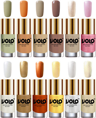 Volo Luxury Super Shine Nail Polish Set of 12 Vibrant Shades Mischievous Mint, Flirty Nude, Nude, Dark Nude, Chrome Rust, Metallic Pink, Pearly White Chrome, Golden, Red Gold, Golden, Metallic Silver, Light Golden(Pack of 12)
Volo Luxury Super Shine Nail Polish Set of 12 Vibrant Shades Mischievous Mint, Flirty Nude, Nude, Dark Nude, Chrome Rust, Metallic Pink, Pearly White Chrome, Golden, Red Gold, Golden, Metallic Silver, Light Golden(Pack of 12)
