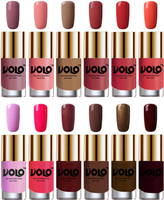 Volo Luxury Super Shine Nail Polish Set of 12 Vibrant Shades Nudes Spring, Candy Cotton, Dark Nude, Tan, Coral Compass, Peach Crush, Light Purple, Passion Pink, Metallic Maroon, Chocolate Brown, Brown Coffee, Maroon(Pack of 12)