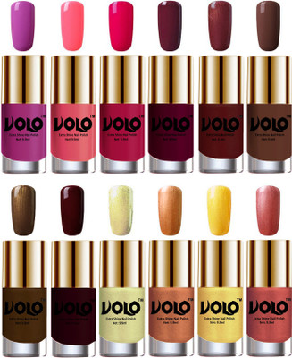 Volo Luxury Super Shine Nail Polish Set of 12 Vibrant Shades Bright Plum, Pink Mania, Moon Magenta, Wine, Metallic Maroon, Chocolate Brown, Brown Coffee, Maroon, Chrome Olive Green, Bronze Magnetic, Gold Chrome, Hot Lava(Pack of 12)
Volo Luxury Super Shine Nail Polish Set of 12 Vibrant Shades Bright Plum, Pink Mania, Moon Magenta, Wine, Metallic Maroon, Chocolate Brown, Brown Coffee, Maroon, Chrome Olive Green, Bronze Magnetic, Gold Chrome, Hot Lava(Pack of 12)