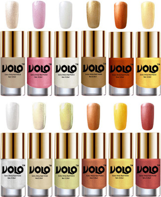 Volo Luxury Super Shine Nail Polish Set of 12 Vibrant Shades Chrome Rust, Metallic Pink, Pearly White Chrome, Golden, Red Gold, Golden, Metallic Silver, Light Golden, Chrome Olive Green, Bronze Magnetic, Gold Chrome, Hot Lava(Pack of 12)
Volo Luxury Super Shine Nail Polish Set of 12 Vibrant Shades Chrome Rust, Metallic Pink, Pearly White Chrome, Golden, Red Gold, Golden, Metallic Silver, Light Golden, Chrome Olive Green, Bronze Magnetic, Gold Chrome, Hot Lava(Pack of 12)