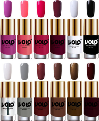 Volo Luxury Super Shine Nail Polish Set of 12 Vibrant Shades Bright Plum, Pink Mania, Moon Magenta, Wine, Matte White, Black, Extra Shine Top Coat, Grey, Metallic Maroon, Chocolate Brown, Brown Coffee, Maroon(Pack of 12)
Volo Luxury Super Shine Nail Polish Set of 12 Vibrant Shades Bright Plum, Pink Mania, Moon Magenta, Wine, Matte White, Black, Extra Shine Top Coat, Grey, Metallic Maroon, Chocolate Brown, Brown Coffee, Maroon(Pack of 12)
