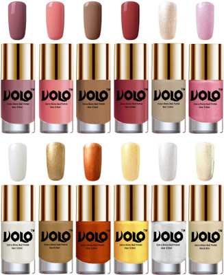 Volo Luxury Super Shine Nail Polish Set of 12 Vibrant Shades Nudes Spring, Candy Cotton, Dark Nude, Tan, Chrome Rust, Metallic Pink, Pearly White Chrome, Golden, Red Gold, Golden, Metallic Silver, Light Golden(Pack of 12)
Volo Luxury Super Shine Nail Polish Set of 12 Vibrant Shades Nudes Spring, Candy Cotton, Dark Nude, Tan, Chrome Rust, Metallic Pink, Pearly White Chrome, Golden, Red Gold, Golden, Metallic Silver, Light Golden(Pack of 12)