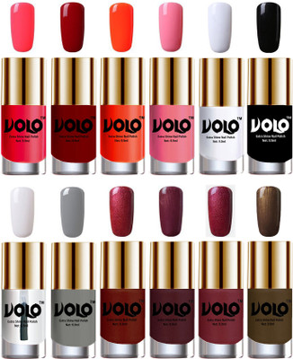 Volo Luxury Super Shine Nail Polish Set of 12 Vibrant Shades Carrot Red, Red, Coral, Light Pink, Matte White, Black, Extra Shine Top Coat, Grey, Lava Lust, Shimmer Coffee, Metallic Red, Gold, Metallic Coffee(Pack of 12)
Volo Luxury Super Shine Nail Polish Set of 12 Vibrant Shades Carrot Red, Red, Coral, Light Pink, Matte White, Black, Extra Shine Top Coat, Grey, Lava Lust, Shimmer Coffee, Metallic Red, Gold, Metallic Coffee(Pack of 12)