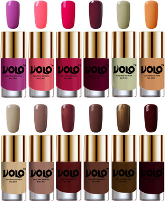 Volo Luxury Super Shine Nail Polish Set of 12 Vibrant Shades Bright Plum, Pink Mania, Moon Magenta, Wine, Mischievous Mint, Flirty Nude, Nude, Dark Nude, Metallic Maroon, Chocolate Brown, Brown Coffee, Maroon(Pack of 12)
Volo Luxury Super Shine Nail Polish Set of 12 Vibrant Shades Bright Plum, Pink Mania, Moon Magenta, Wine, Mischievous Mint, Flirty Nude, Nude, Dark Nude, Metallic Maroon, Chocolate Brown, Brown Coffee, Maroon(Pack of 12)