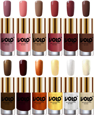Volo Luxury Super Shine Nail Polish Set of 12 Vibrant Shades Nudes Spring, Candy Cotton, Dark Nude, Tan, Metallic Maroon, Chocolate Brown, Brown Coffee, Maroon, Red Gold, Golden, Metallic Silver, Light Golden(Pack of 12)
Volo Luxury Super Shine Nail Polish Set of 12 Vibrant Shades Nudes Spring, Candy Cotton, Dark Nude, Tan, Metallic Maroon, Chocolate Brown, Brown Coffee, Maroon, Red Gold, Golden, Metallic Silver, Light Golden(Pack of 12)