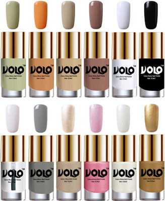 Volo Luxury Super Shine Nail Polish Set of 12 Vibrant Shades Mischievous Mint, Flirty Nude, Nude, Dark Nude, Matte White, Black, Extra Shine Top Coat, Grey, Chrome Rust, Metallic Pink, Pearly White Chrome, Golden(Pack of 12)
Volo Luxury Super Shine Nail Polish Set of 12 Vibrant Shades Mischievous Mint, Flirty Nude, Nude, Dark Nude, Matte White, Black, Extra Shine Top Coat, Grey, Chrome Rust, Metallic Pink, Pearly White Chrome, Golden(Pack of 12)