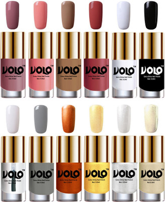Volo Luxury Super Shine Nail Polish Set of 12 Vibrant Shades Nudes Spring, Candy Cotton, Dark Nude, Tan, Matte White, Black, Extra Shine Top Coat, Grey, Red Gold, Golden, Metallic Silver, Light Golden(Pack of 12)
Volo Luxury Super Shine Nail Polish Set of 12 Vibrant Shades Nudes Spring, Candy Cotton, Dark Nude, Tan, Matte White, Black, Extra Shine Top Coat, Grey, Red Gold, Golden, Metallic Silver, Light Golden(Pack of 12)