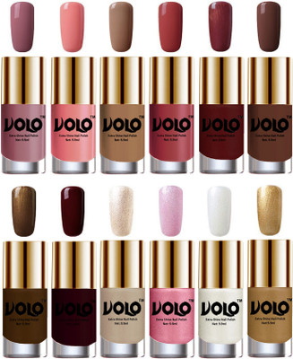 Volo Luxury Super Shine Nail Polish Set of 12 Vibrant Shades Nudes Spring, Candy Cotton, Dark Nude, Tan, Metallic Maroon, Chocolate Brown, Brown Coffee, Maroon, Chrome Rust, Metallic Pink, Pearly White Chrome, Golden(Pack of 12)
Volo Luxury Super Shine Nail Polish Set of 12 Vibrant Shades Nudes Spring, Candy Cotton, Dark Nude, Tan, Metallic Maroon, Chocolate Brown, Brown Coffee, Maroon, Chrome Rust, Metallic Pink, Pearly White Chrome, Golden(Pack of 12)