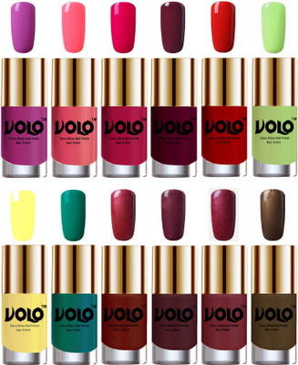 Volo Luxury Super Shine Nail Polish Set of 12 Vibrant Shades Bright Plum, Pink Mania, Moon Magenta, Wine, Reddish Orange, Parrot Green, Yellow, Radium Green, Lava Lust, Shimmer Coffee, Metallic Red, Gold, Metallic Coffee(Pack of 12)
Volo Luxury Super Shine Nail Polish Set of 12 Vibrant Shades Bright Plum, Pink Mania, Moon Magenta, Wine, Reddish Orange, Parrot Green, Yellow, Radium Green, Lava Lust, Shimmer Coffee, Metallic Red, Gold, Metallic Coffee(Pack of 12)