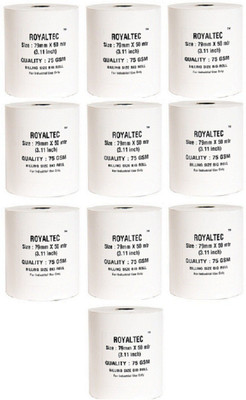 Royaltec Set of 10 of 75 GSM Unruled 79MMX50Mtr Size Thermal Paper(Set of 10, White)
Royaltec Set of 10 of 75 GSM Unruled 79MMX50Mtr Size Thermal Paper(Set of 10, White)