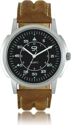 AD Global SR-001 WH Designer Black Dial Genuine Leather Strap Watch - For Boys