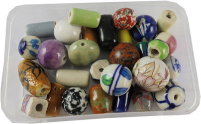 estore 30 pcs handmade handcrafted export quality designer ceramic beads for jewellery making art and craft diy project kit