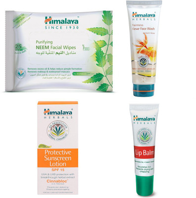 Himalaya Purifying Neem Facial Wipes, Fairness Kesar Face Wash, Protective Suncreen Lotion, Lip Balm(Set of 4)
Himalaya Purifying Neem Facial Wipes, Fairness Kesar Face Wash, Protective Suncreen Lotion, Lip Balm(Set of 4)