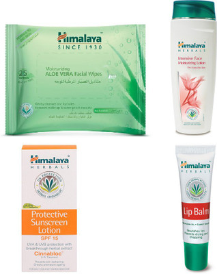 Himalaya Aloe Vera Facial Wipes, Intensive Face Moisturizing Lotion, Protective Suncreen Lotion, Lip Balm(Set of 4)
Himalaya Aloe Vera Facial Wipes, Intensive Face Moisturizing Lotion, Protective Suncreen Lotion, Lip Balm(Set of 4)