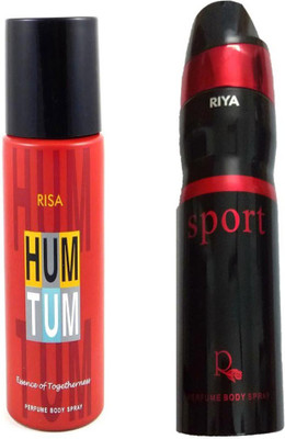 Riya SPORT PERFUME BODY SPRAY 200 ML + HUM TUM PERFUME BODY SPRAY 150 ML Deodorant Spray - For Men & Women(200 ml, Pack of 2)
Riya SPORT PERFUME BODY SPRAY 200 ML + HUM TUM PERFUME BODY SPRAY 150 ML Deodorant Spray - For Men & Women(200 ml, Pack of 2)