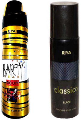 Riya CLASSICO BLACK PERFUME BODY SPRAY 150 ML +PARTY WEAR BOOM PERFUME BODY SPRAY 200 ML Deodorant Spray - For Men & Women(200 ml)
Riya CLASSICO BLACK PERFUME BODY SPRAY 150 ML +PARTY WEAR BOOM PERFUME BODY SPRAY 200 ML Deodorant Spray - For Men & Women(200 ml)