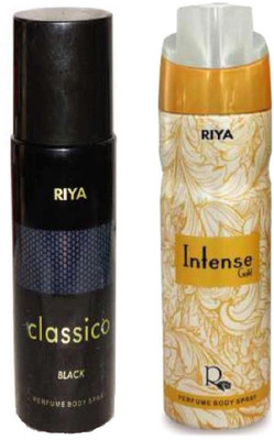 Riya CLASSICO BLACK PERFUME BODY SPRAY 150 ML +INTENSE GOLD PERFUME BODY SPRAY 200 ML Deodorant Spray - For Men & Women(200 ml)
Riya CLASSICO BLACK PERFUME BODY SPRAY 150 ML +INTENSE GOLD PERFUME BODY SPRAY 200 ML Deodorant Spray - For Men & Women(200 ml)