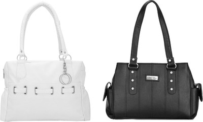 Lady bar Shoulder Bag(Black, White)