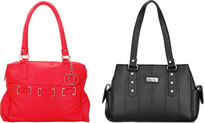Lady bar Shoulder Bag(Black, Red)