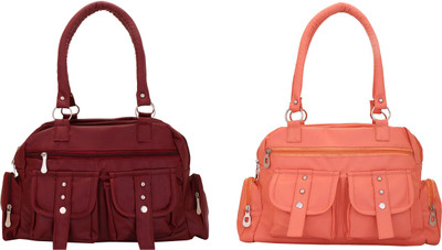 Lady bar Shoulder Bag(Pink, Maroon), Maroon;pink