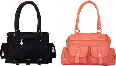 Lady bar Shoulder Bag(Pink, Black), Black;pink