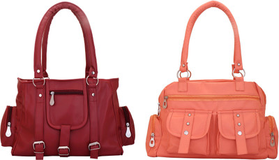 Lady bar Shoulder Bag(Pink, Maroon), Maroon;pink