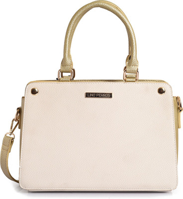 Lino Perros Satchel(White, Gold), Gold;white