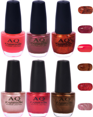 AQ Fashion Funky Vibrant Range of Colors Nail polish Pink,Purple,Copperish Shimmer,Pearl Pink,Shimmer Mazenta,Dark Brown(Pack of 6)
AQ Fashion Funky Vibrant Range of Colors Nail polish Pink,Purple,Copperish Shimmer,Pearl Pink,Shimmer Mazenta,Dark Brown(Pack of 6)
