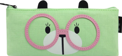 Bag of Small Things Stylish Specs Pink Art Canvas Pencil Box(Set of 1, Green)