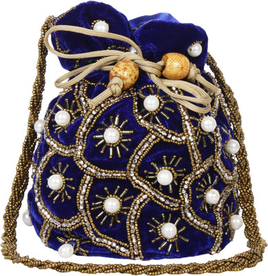 Saashiwear Potli Purse Potli(Blue, White)