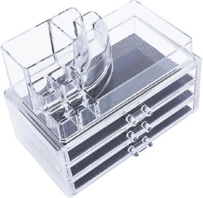 Connectwide Acrylic Jewelry & Cosmetic Organizer: 3 Big Parallel Identical Drawer Set with Top Rack Makeup Holder Vanity Box(Clear)
Connectwide Acrylic Jewelry & Cosmetic Organizer: 3 Big Parallel Identical Drawer Set with Top Rack Makeup Holder Vanity Box(Clear)