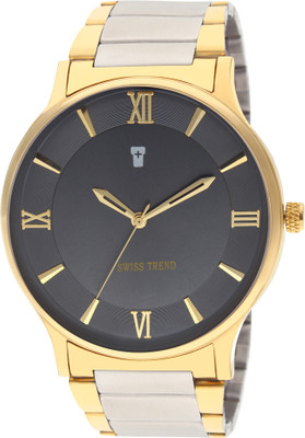 Swiss Trend ST3001 Steel Gold Robust Day & Date Watch - For Men