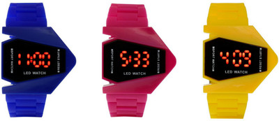 victance Airkraft Shape LED Blue+Pink+Yellow Color Combo of 3 Watch - For Boys & Girls
victance Airkraft Shape LED Blue+Pink+Yellow Color Combo of 3 Watch - For Boys & Girls