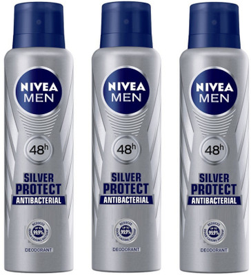 Nivea Men Silver Protect Deodorant Spray 150ML Each (Pack of 3) Deodorant Spray - For Men(450 ml, Pack of 3) 
Nivea Men Silver Protect Deodorant Spray 150ML Each (Pack of 3) Deodorant Spray - For Men(450 ml, Pack of 3)