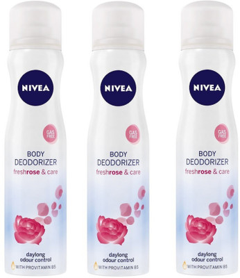 Nivea FreshRose & Care Gas Free Body Deodorizer for Women 120ML Each (Pack of 3) Deodorant Spray - For Women(360 ml, Pack of 3)
Nivea FreshRose & Care Gas Free Body Deodorizer for Women 120ML Each (Pack of 3) Deodorant Spray - For Women(360 ml, Pack of 3)