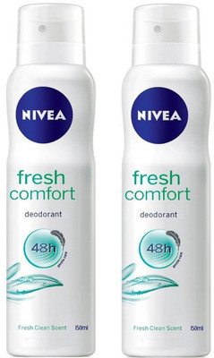 Nivea Fresh Comfort Deodorant Spray for Women 150ML Each (Pack of 2) Deodorant Spray - For Women(300 ml, Pack of 2)
Nivea Fresh Comfort Deodorant Spray for Women 150ML Each (Pack of 2) Deodorant Spray - For Women(300 ml, Pack of 2)