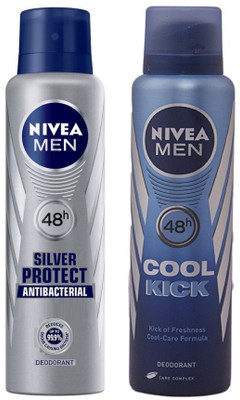 Nivea Men Silver Protect and Cool Kick Deodorant Spray 150ML Each (Pack of 2) Deodorant Spray - For Men(300 ml, Pack of 2)
Nivea Men Silver Protect and Cool Kick Deodorant Spray 150ML Each (Pack of 2) Deodorant Spray - For Men(300 ml, Pack of 2)