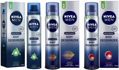 Nivea Men Energy, Sprint and Intense Gas Free Body Deodorizer 120ML Each (Pack of 3) Deodorant Spray - For Men(360 ml, Pack of 3)
Nivea Men Energy, Sprint and Intense Gas Free Body Deodorizer 120ML Each (Pack of 3) Deodorant Spray - For Men(360 ml, Pack of 3)