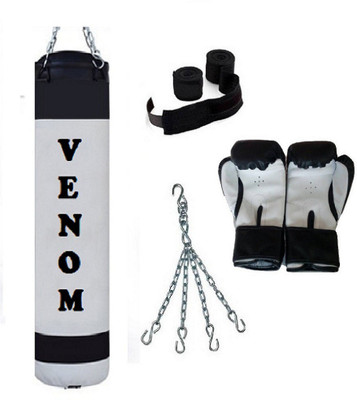 Venom 7.0 Feet Long, P.U Material, WHITE and BLACK Color, Unfilled with Hanging Chain with 9 Feet Long Black Color Hand Wraps Pair & Boxing Gloves Pair Boxing Kit
Venom 7.0 Feet Long, P.U Material, WHITE and BLACK Color, Unfilled with Hanging Chain with 9 Feet Long Black Color Hand Wraps Pair & Boxing Gloves Pair Boxing Kit