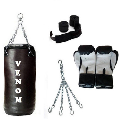 Venom 3.5 Feet Long, SRF - ECONOMIC Material, Black Color, Unfilled with Hanging Chain with 9 Feet Long Black Color Hand Wraps Pair & Boxing Gloves Pair Boxing Kit
Venom 3.5 Feet Long, SRF - ECONOMIC Material, Black Color, Unfilled with Hanging Chain with 9 Feet Long Black Color Hand Wraps Pair & Boxing Gloves Pair Boxing Kit