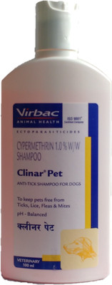 Virbac CLINER PET pack of 2 Flea and Tick Mint Dog Shampoo(300 ml)