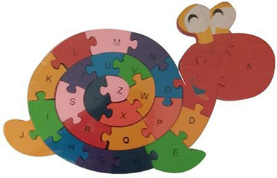 HickoryDickoryBox Wooden Snail Shape Puzzle, Alphabet & Numbers(1 Pieces)