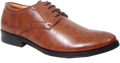 ASM Dark Tan Colour Derby Synthetic Leather Shoes Derby For Men(Tan