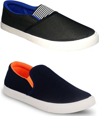 FITMAN Canvas Shoes For Men(Blue, Orange