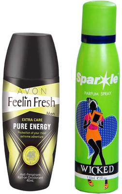 Avon Anew feelin fresh pure energy roll on deodorant for him 40 g With one sparkle perfume spray 150 ml(Set of 2)
Avon Anew feelin fresh pure energy roll on deodorant for him 40 g With one sparkle perfume spray 150 ml(Set of 2)